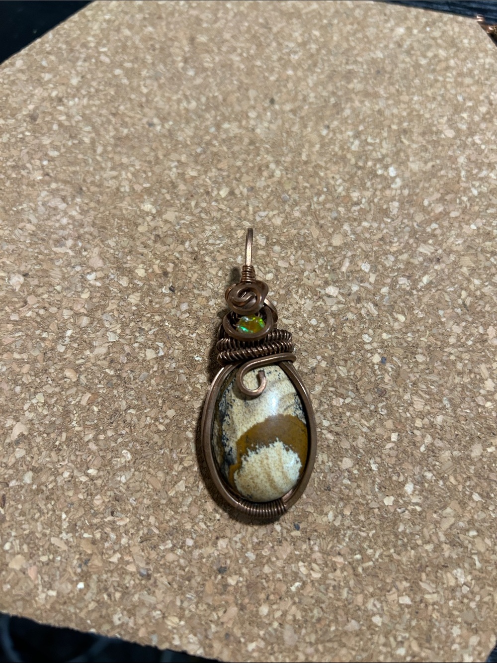 Brown Jasper Wire-Wrapped Pendant Necklace